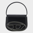 Esmire & Co Diesel 1DR XS black leather handbag with a structured silhouette and prominent silver metal logo hardware.