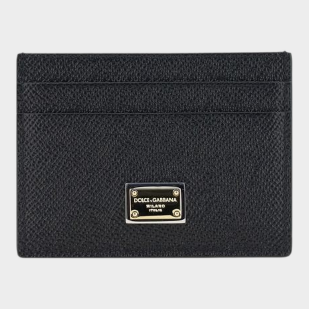 Esmire & Co Dolce & Gabbana black calf leather cardholder with front logo plaque and multiple card slots