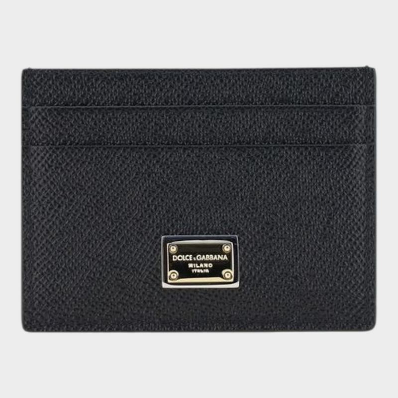 Esmire & Co Dolce & Gabbana black calf leather cardholder with front logo plaque and multiple card slots