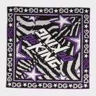 Esmire & Co Dolce & Gabbana black and purple cotton foulard scarf featuring DG King text and star patterns.