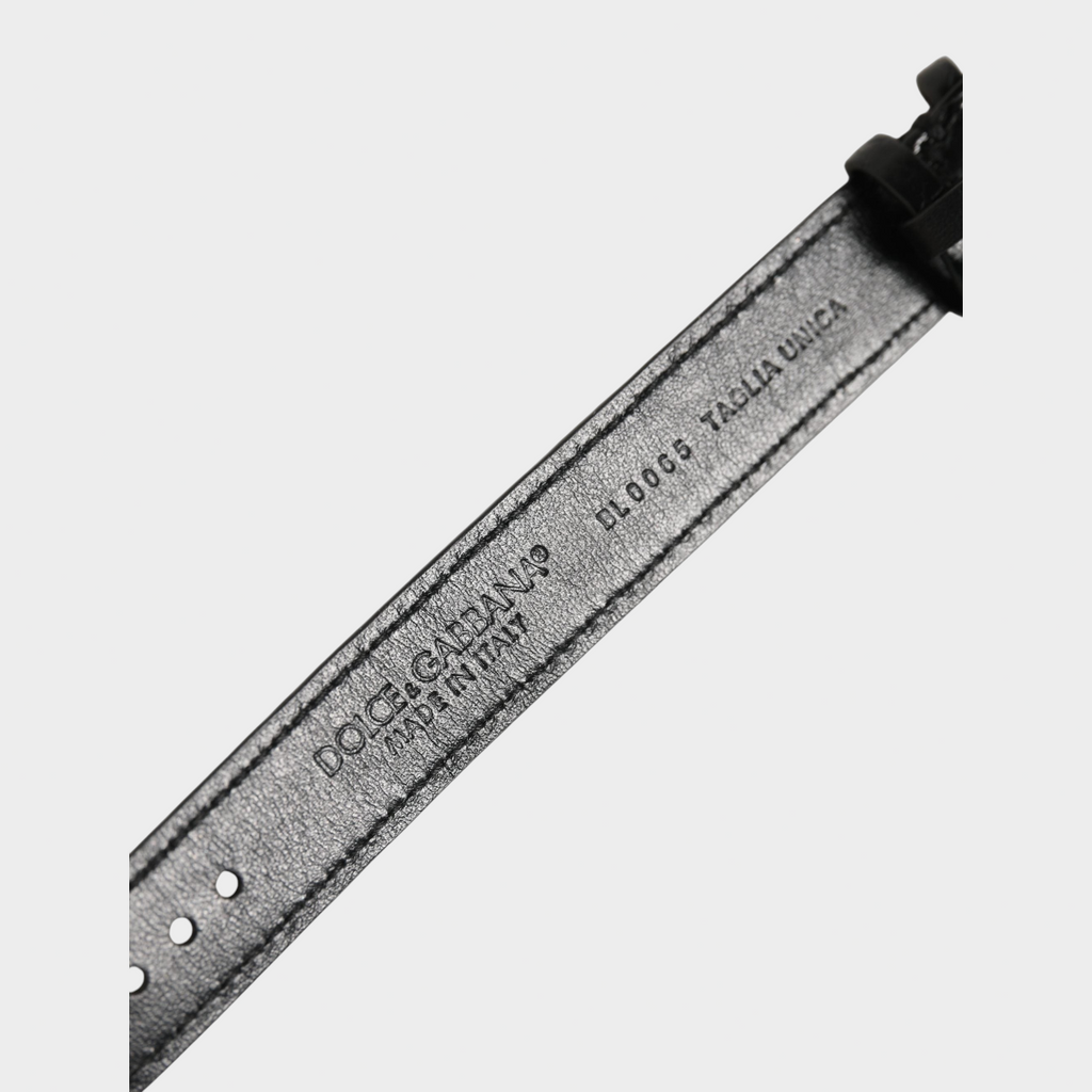 Esmire & Co Dolce & Gabbana black caiman leather bracelet interior with embossed logo and Made in Italy stamp