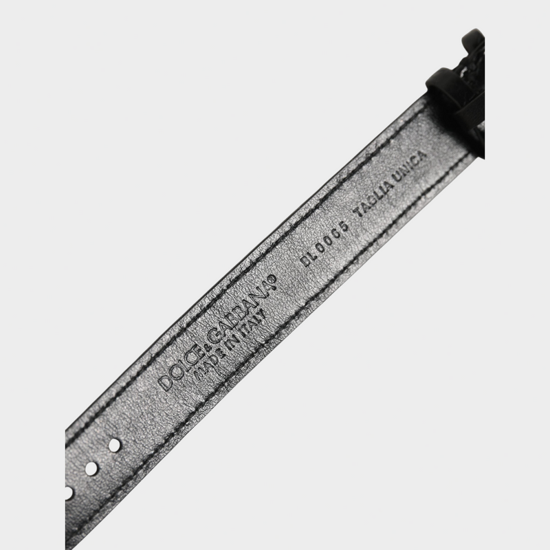 Esmire & Co Dolce & Gabbana black caiman leather bracelet interior with embossed logo and Made in Italy stamp