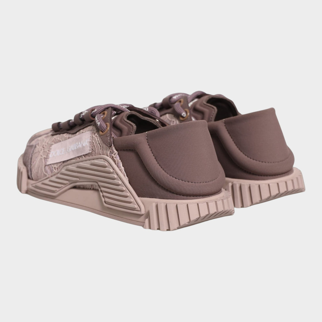 Esmire & Co Dolce & Gabbana NS1 low-top sneakers in pink lace and technical fabric with a ridged rubber sole.