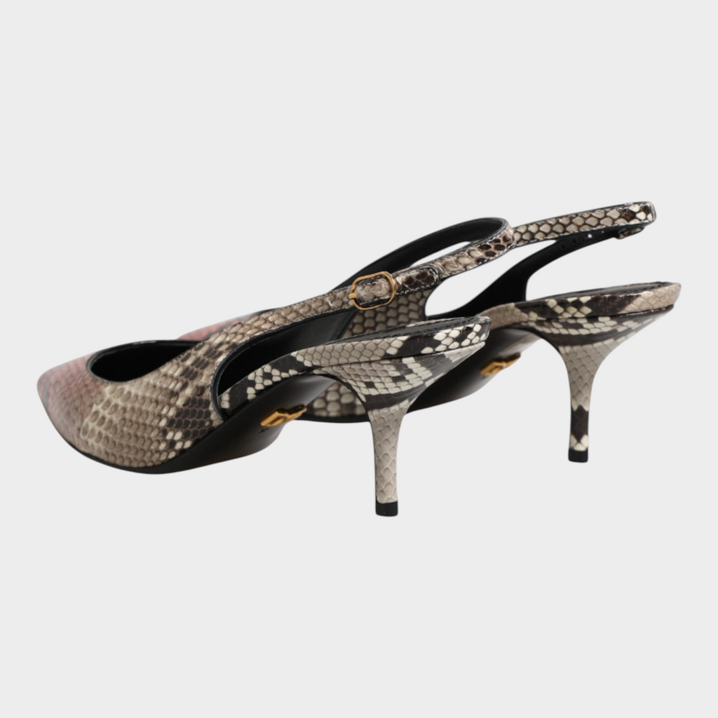 Esmire & Co Dolce & Gabbana multicolour python leather slingback heels with pointed toe and slender kitten heel