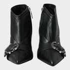 Esmire & Co Dolce & Gabbana black quilted leather stiletto booties with silver buckled detail and pointed toe