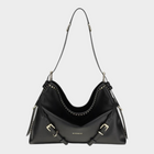 Esmire & Co Givenchy Voyou large black calf leather shoulder bag with gold buckles and adjustable strap