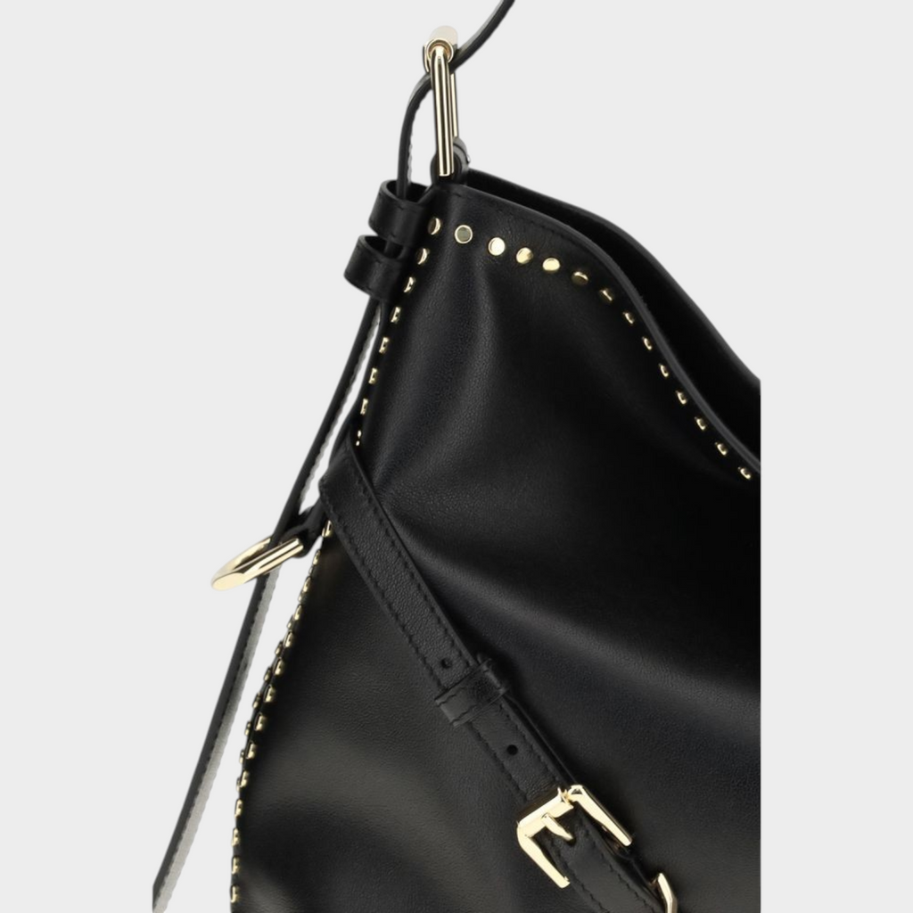 Esmire & Co Givenchy Voyou black calf leather shoulder bag with gold-tone buckle and stud detailing