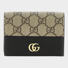 Esmire & Co Gucci GG Marmont cardholder in GG Supreme canvas and black hammered calfskin with gold Double G logo