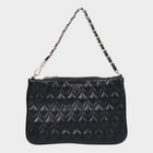 Esmire & Co Guess black quilted polyurethane clutch bag with a metallic chain strap and gold logo detail.