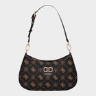 Esmire & Co Guess brown logo print shoulder bag with gold-tone hardware and adjustable strap