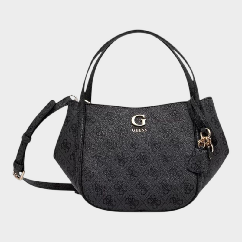 Esmire & Co Guess Coleen logo handbag in gray polyurethane with gold-tone hardware and adjustable shoulder strap