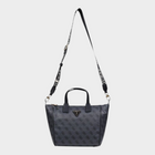 Esmire & Co Guess gray polyurethane tote bag with all-over logo print, double handles, and branded shoulder strap.