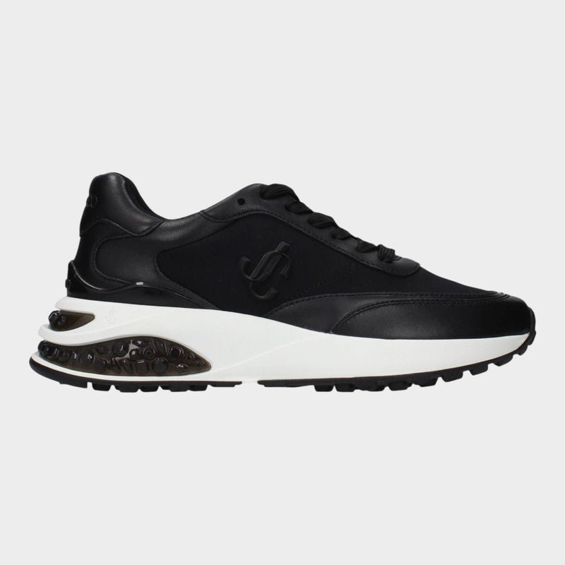 Esmire & Co Jimmy Choo black fabric athletic sneakers with side logo and white chunky sole
