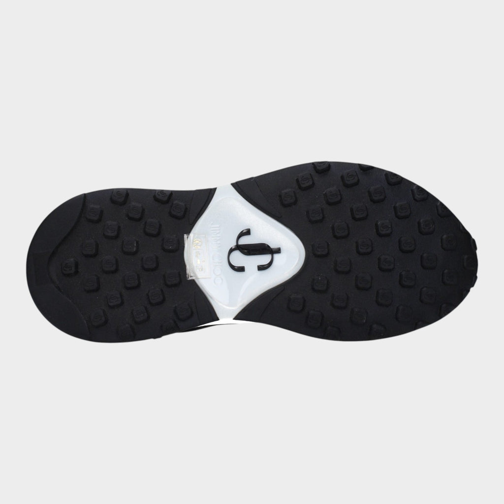 Esmire & Co Jimmy Choo black fabric athletic sneaker sole with textured grip and central logo detail