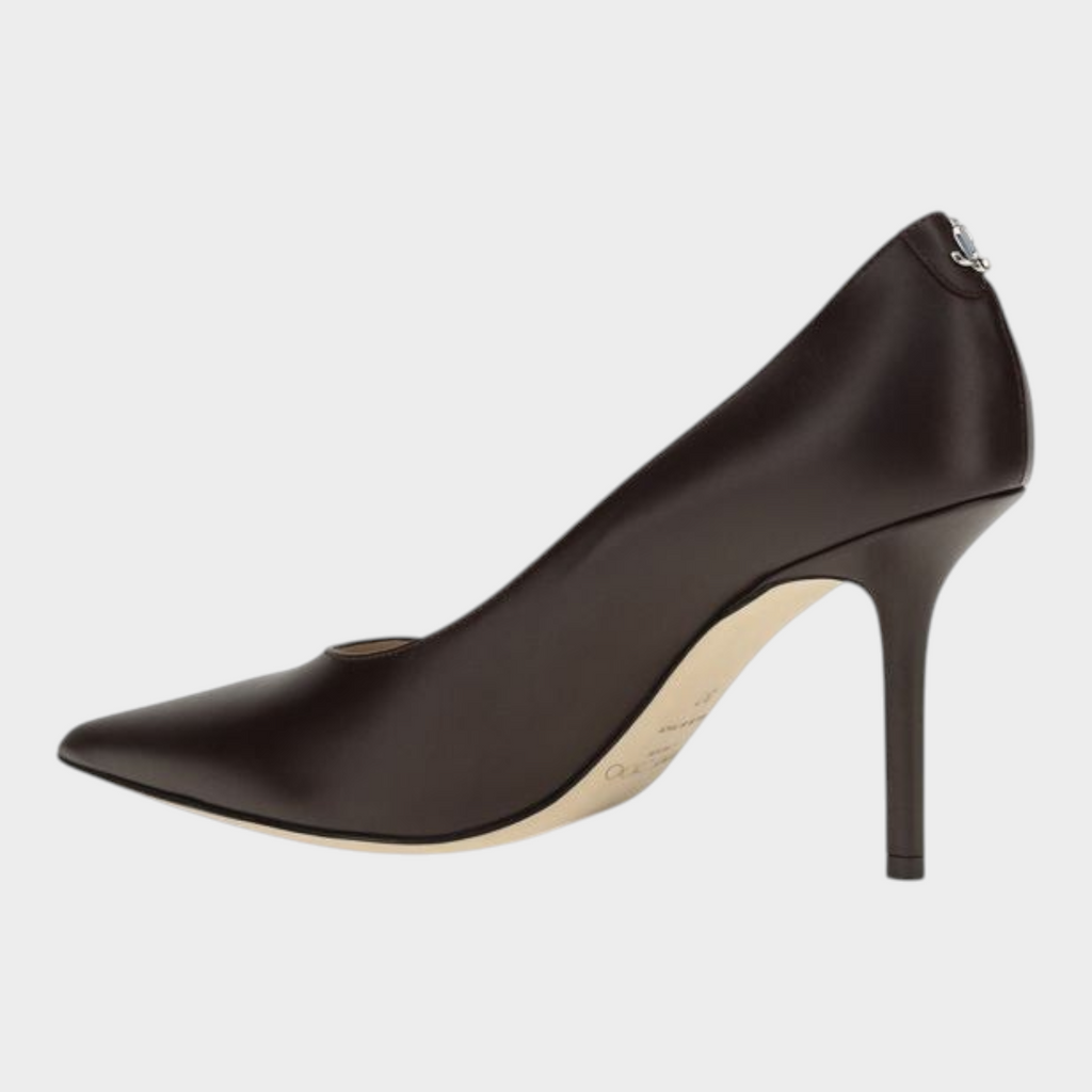 Esmire & Co Jimmy Choo brown calf leather Love pumps with a pointed toe and slender stiletto heel.