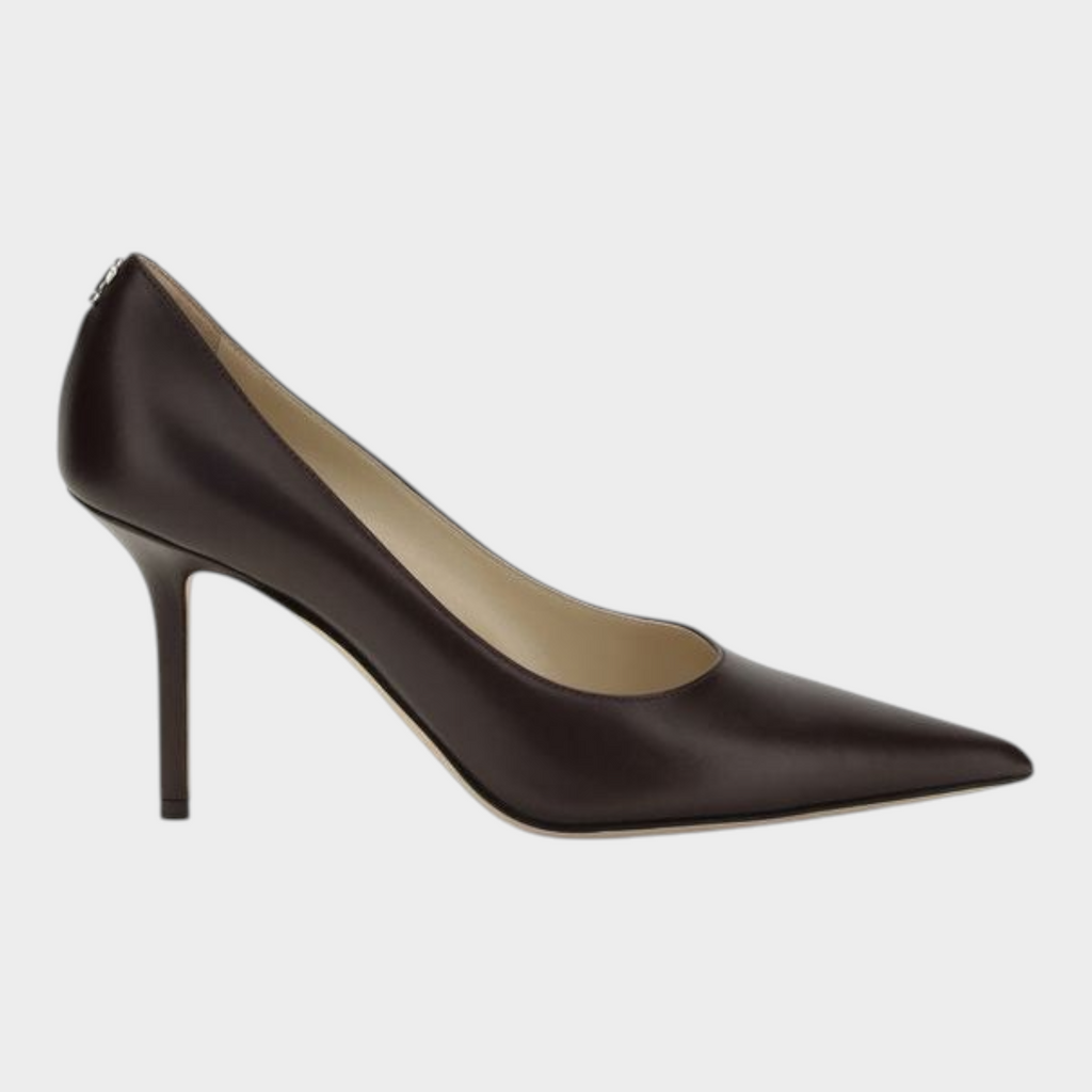Esmire & Co Jimmy Choo brown calf leather Love pumps with a pointed toe and slender stiletto heel.