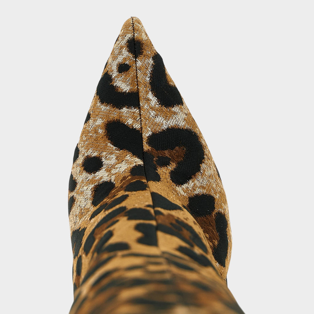 Esmire & Co DOLCE & GABBANA leopard print jacquard over the knee boots with a sharp pointed toe