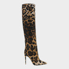 Esmire & Co DOLCE & GABBANA leopard print jacquard over the knee boots with metallic yarn and gold DG logo