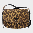 Esmire & Co Jimmy Choo brown leopard print suede crossbody bag with gold logo hardware and adjustable strap