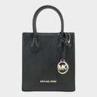 Esmire & Co Michael Kors Mercer XS black leather crossbody bag with gold MK charm and top handles