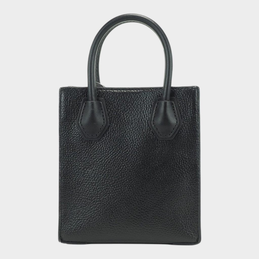 Esmire & Co Michael Kors Mercer XS black leather crossbody bag with top handles and gold hardware