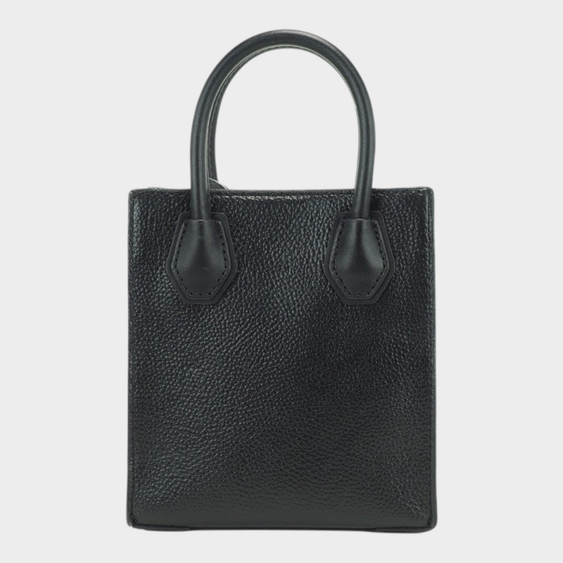 Esmire & Co Michael Kors Mercer XS black leather crossbody bag with top handles and gold hardware