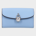 Esmire & Co Michael Kors light blue leather coin purse with a silver logo padlock clasp and minimalist design.