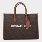 Esmire & Co Michael Kors brown logo-print fabric tote handbag with tan leather handles and gold-tone hardware