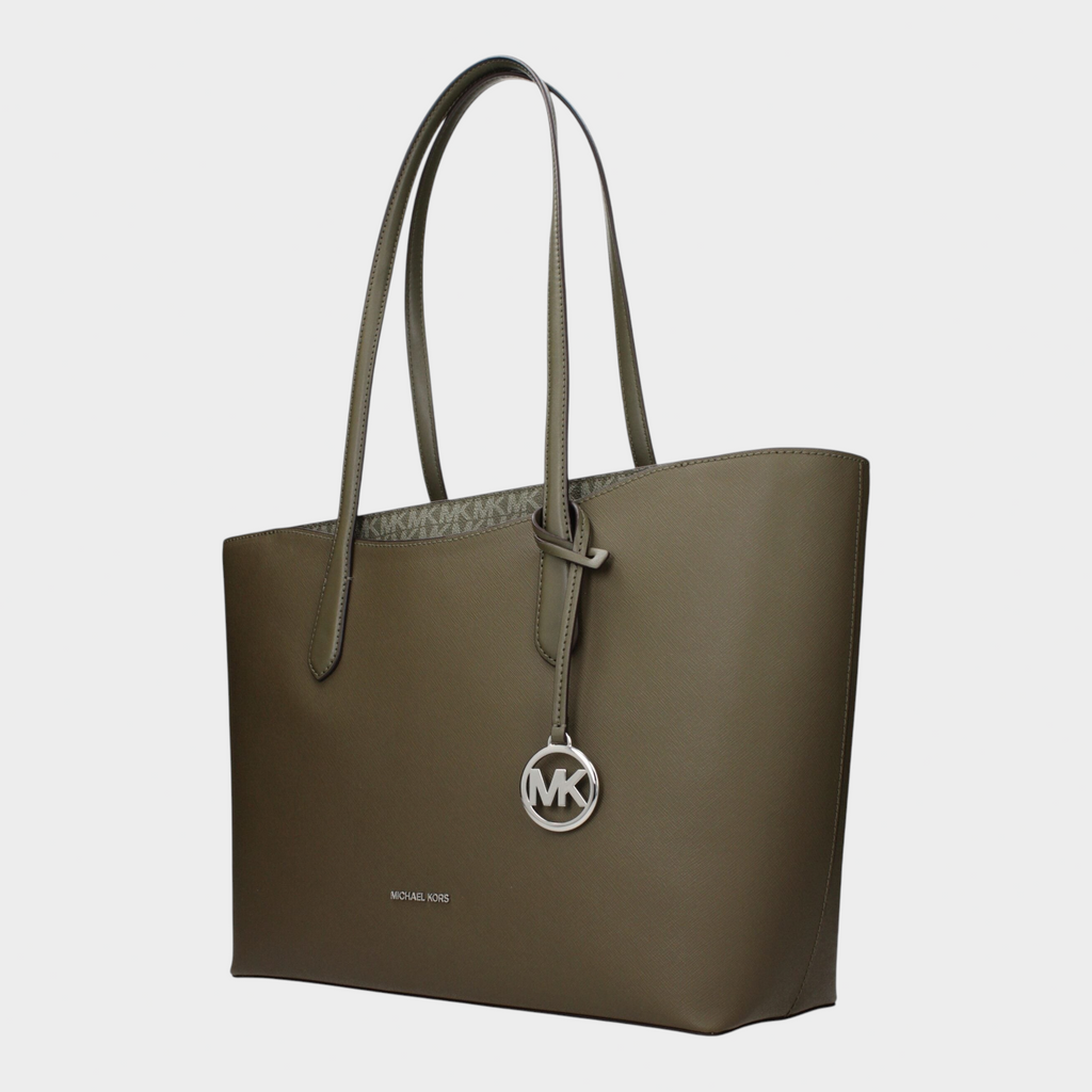 Esmire & Co Michael Kors olive green shoulder bag with signature logo charm and structured silhouette