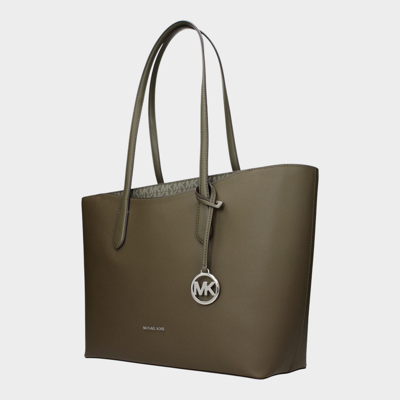 Esmire & Co Michael Kors olive green shoulder bag with signature logo charm and structured silhouette