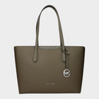 Esmire & Co Michael Kors olive green shoulder bag with signature logo charm and monogram trim detail