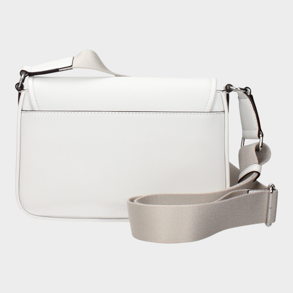 Esmire & Co Michael Kors white leather crossbody bag with an adjustable shoulder strap, back view