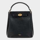 Esmire & Co Mulberry black hammered calfskin leather bucket bag with gold Postman’s Lock and fixed top handle