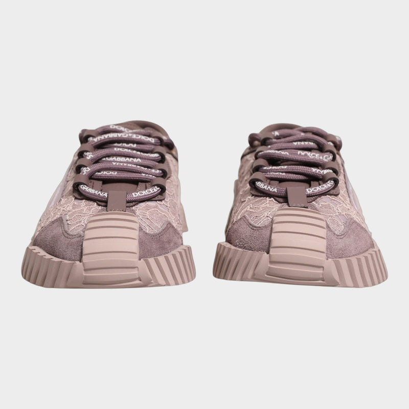 Esmire & Co pink Dolce & Gabbana NS1 low top sneakers with lace detailing, branded laces, and ridged rubber soles.