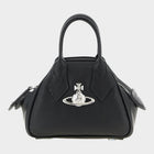 Esmire & Co Vivienne Westwood Mini Yasmine black textured handbag with silver Orb logo and top handles